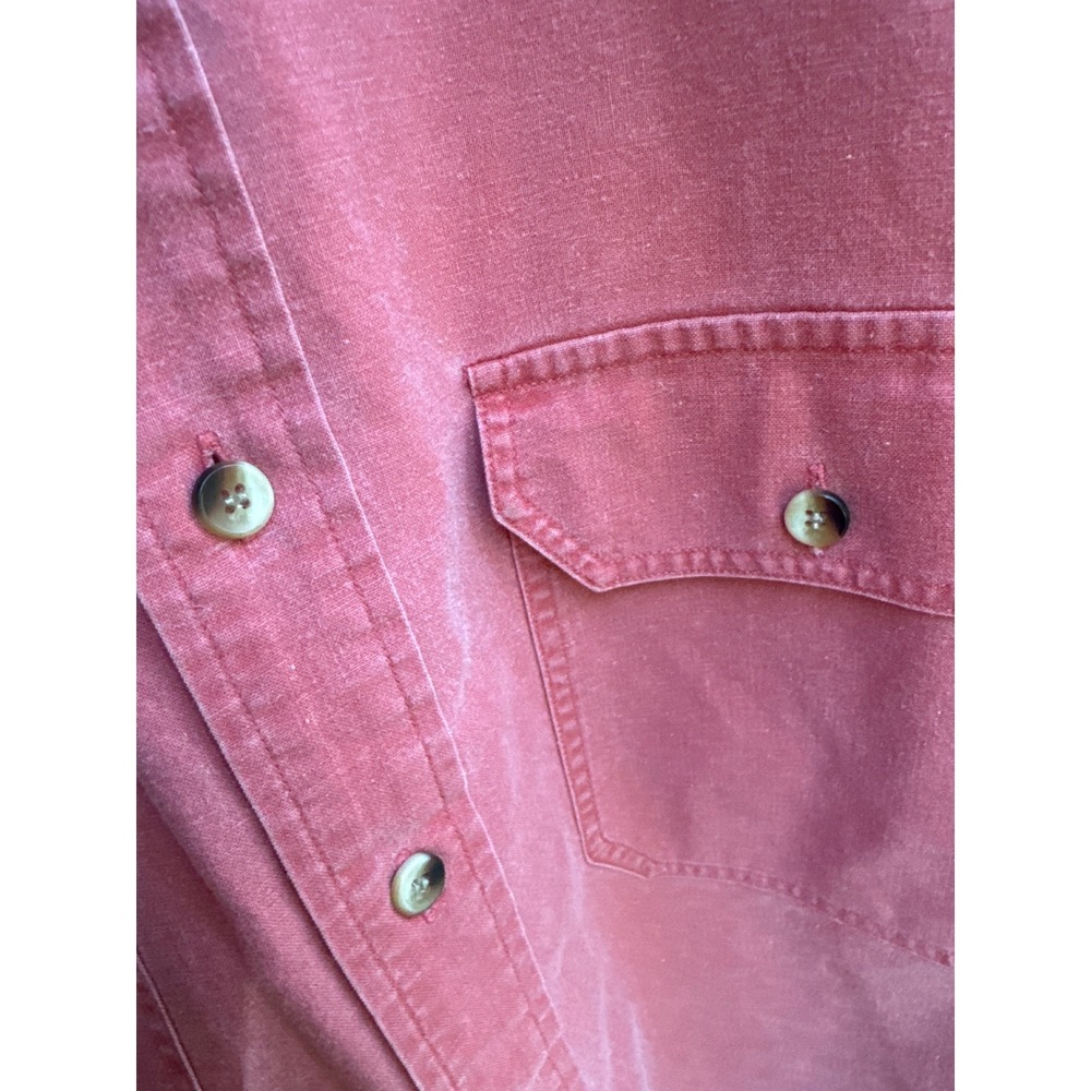 Vintage Banana Republic Safari Shirt Mens Large Red Salmon Pink Cotton Epaulets - Picture 6 of 6